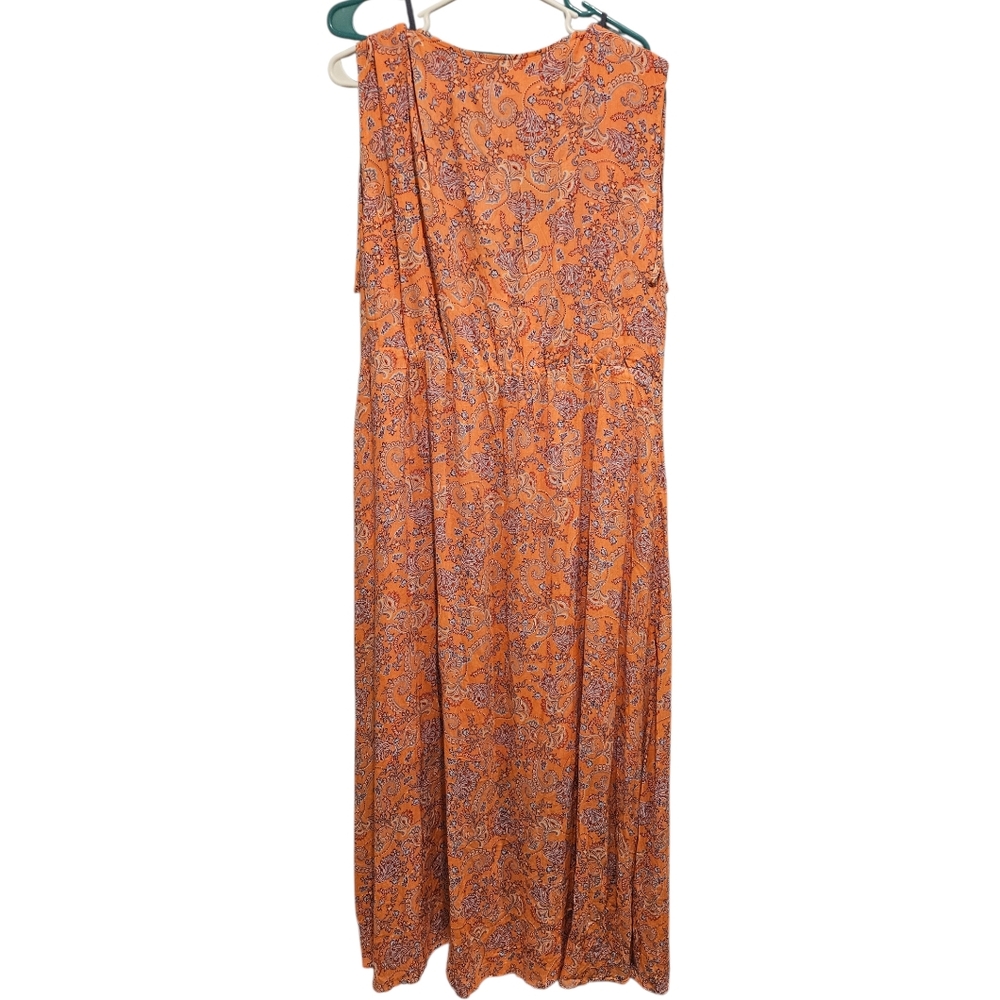 J.JILL NWT Tie-shoulder Faux-wrap Dress| Dark Apricot Ornamental Paisley Size‎ L - Picture 3 of 5